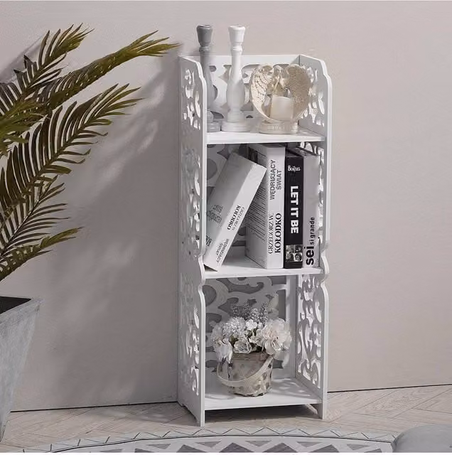 Living and Home 3 Layer Rustic White Wood Storage Display Shelving Unit