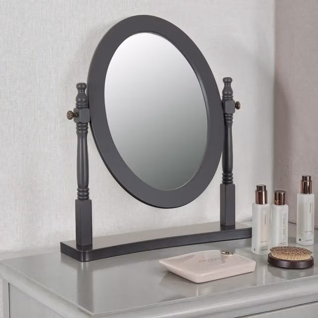 Seconique Contessa Oval Tabletop Dressing Table Mirror in Grey