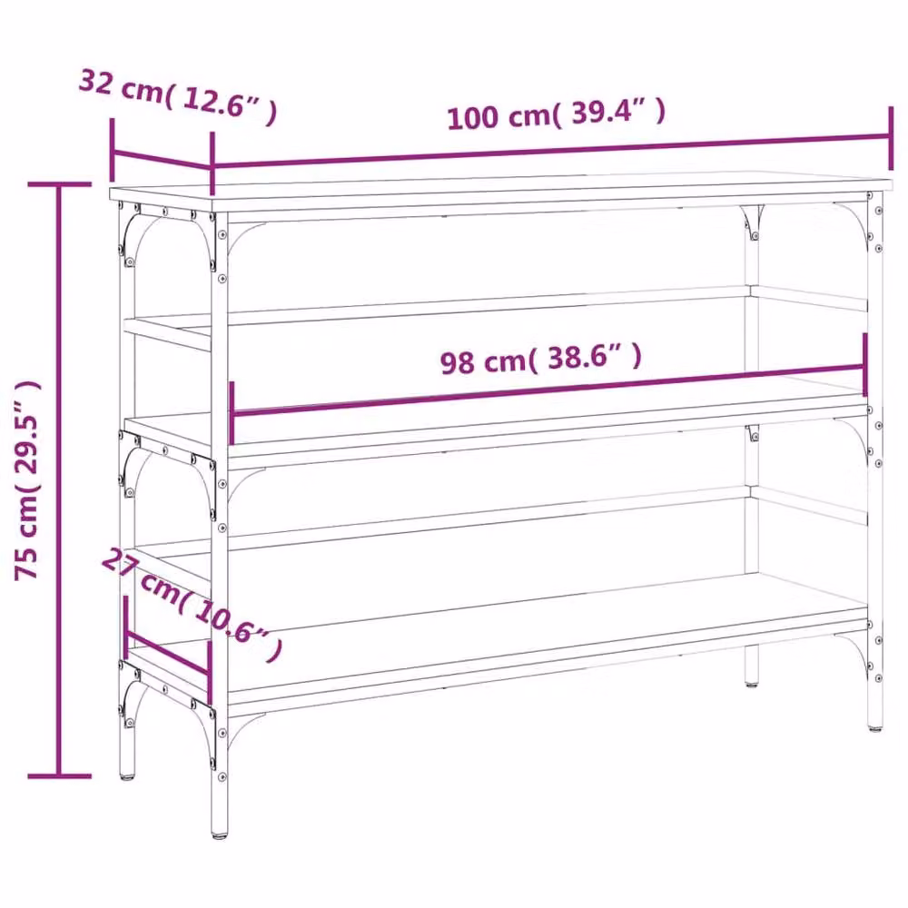 Berkfield Home Decorative Console Table in Brown Oak, W/D/H: 100 x 32 x 75 cm – 4