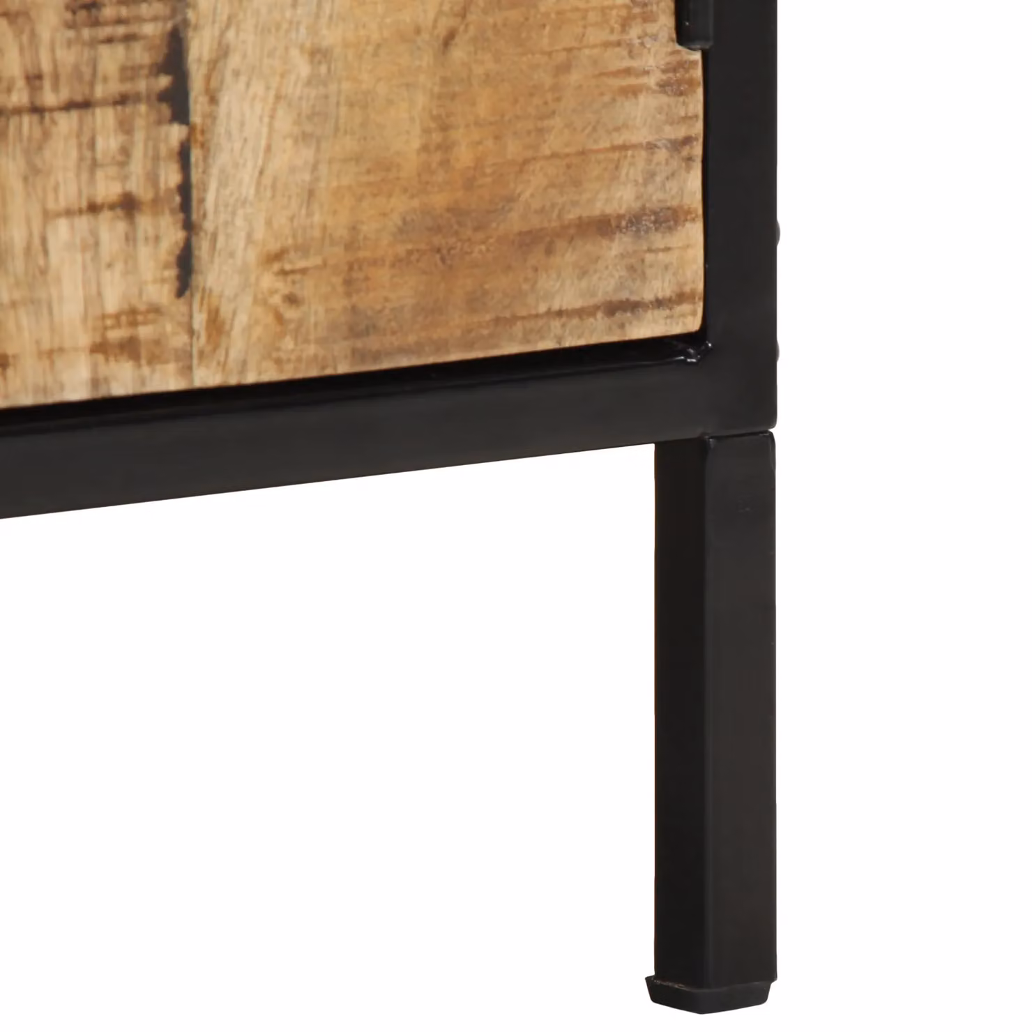 Berkfield Home Set of 2 Rustic Mango Wood and Metal Bedside Cabinets in Brown and Black – 7