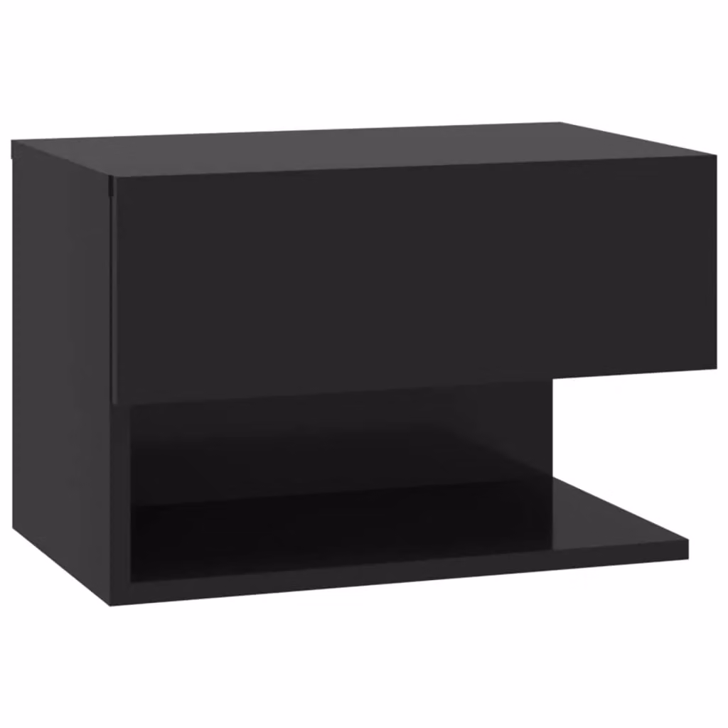 Berkfield Home Wall-mounted Bedside Cabinet in Black – 2