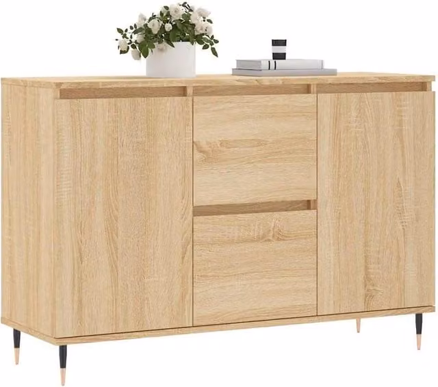 Berkfield Home Sonoma Oak Sideboard in Tan, W/D/H: 104 x 35 x 70 cm