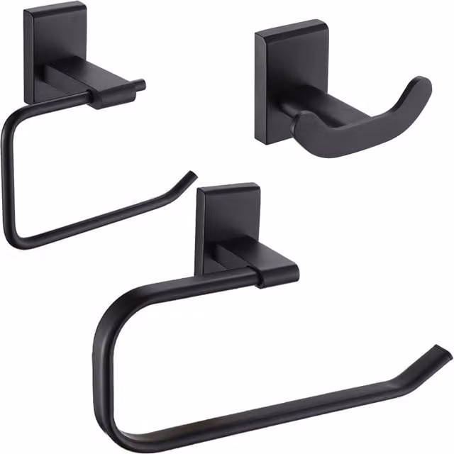 Showerdrape Unity 3 Piece Black Stainless Steel Wall Mounted Bathroom Accessory Set
