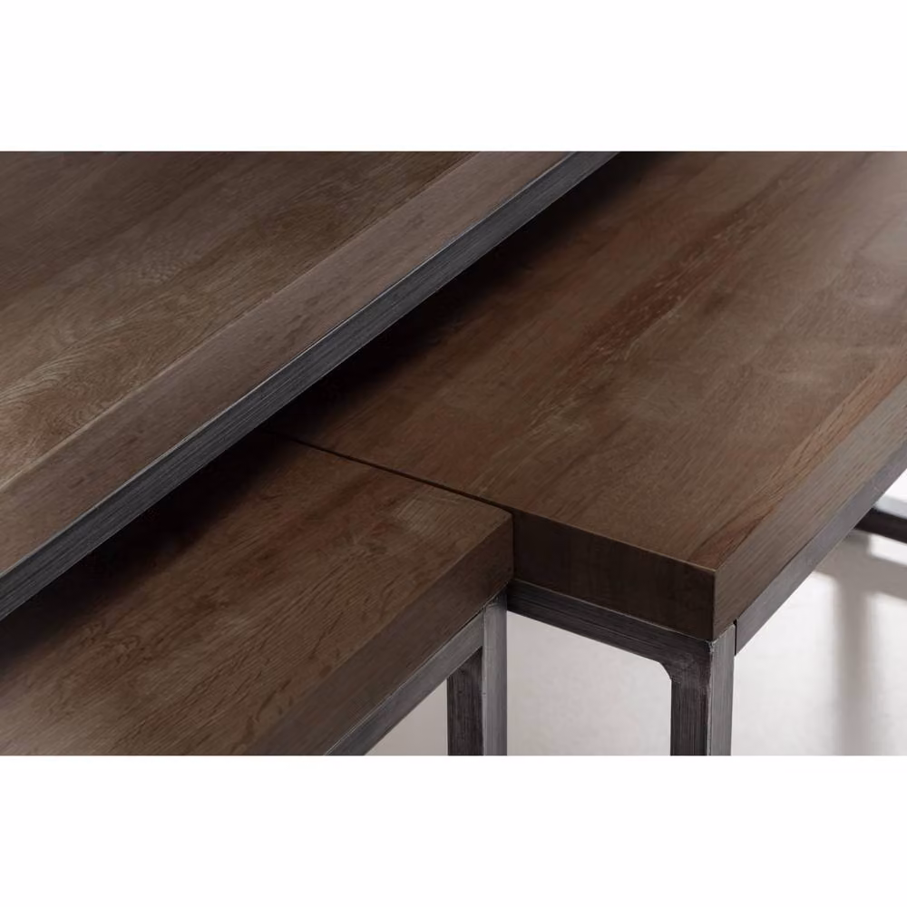 Cheshire Lomond Nesting Coffee Tables in Dark Oak and Metal – 4