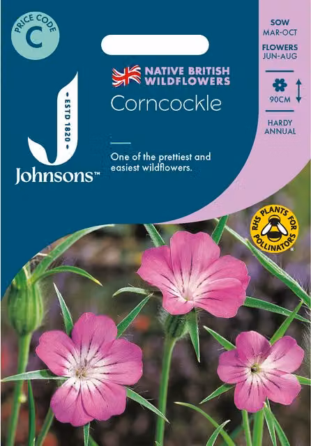 Johnsons Seeds Pink Corncockle Flower Seeds