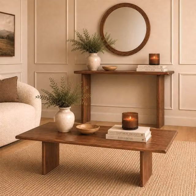 Elm Home And Garden Rustic Rectangular Solid Mango Wood Coffee Table in Brown