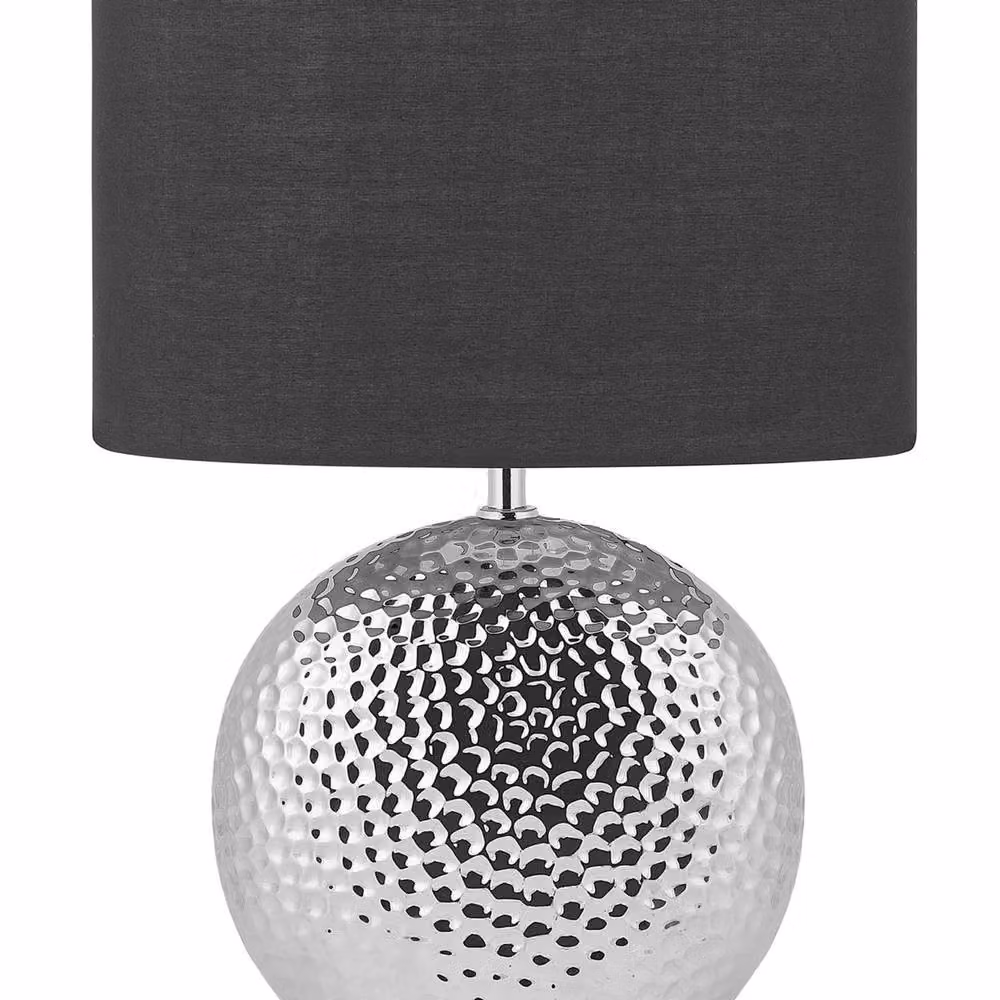 Wyld and Coco Table Lamp with Silver Ceramic Base and Black Fabric Shade – 2