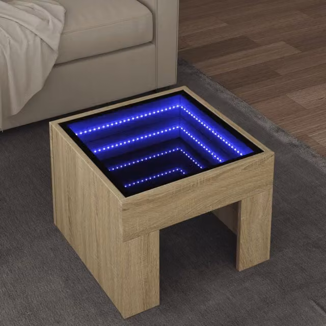Berkfield Home Infinity LED Coffee Table in Sonoma Oak Brown, W/D/H: 40 x 40 x 30 cm – 1