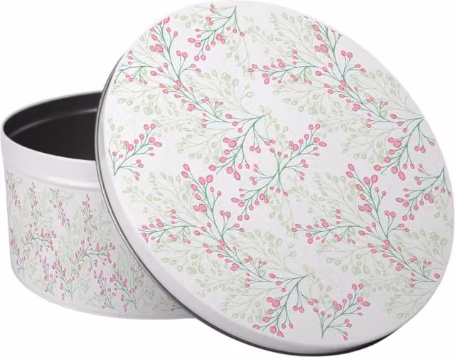 Purely Home Round Large Cake Tin with Delicate Floral Design in Multicoloured Pink and Green