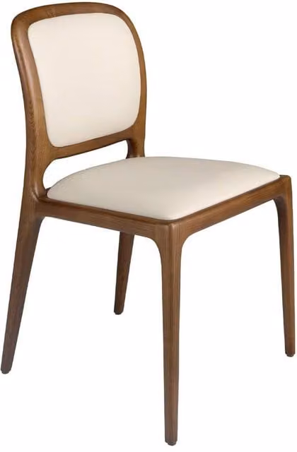 Angel Cerda Modern Cream Leatherette Dining Chair in Beige and Brown