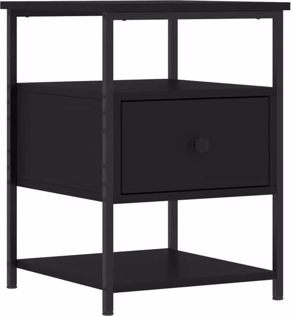 Berkfield Home Set of 2 Durable Black Bedside Cabinets, W/D/H: 40 x 42 x 56 cm – 1