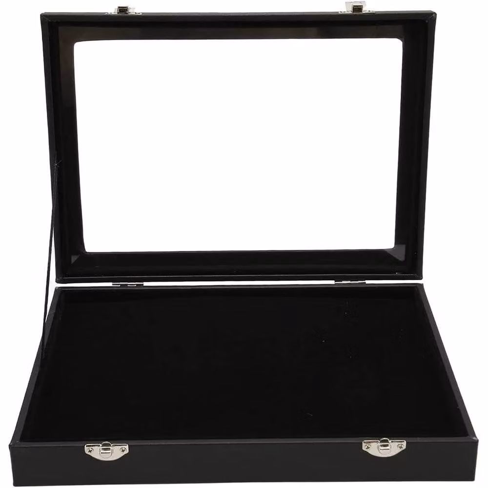 NESTLUNE Black Wood and Glass Pin Display Case Shadow Box for Badge and Enamel Medal Storage – 5