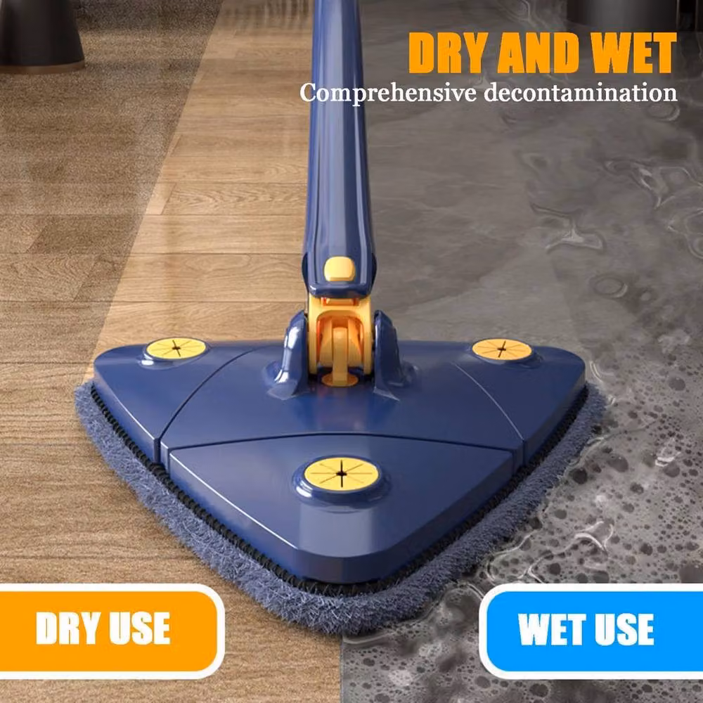 NESTLUNE 360 Degree Rotatable Adjustable Triangle Microfibre Cleaning Mop with Wringer in Blue, H: 128 cm x W: 15 cm – 4