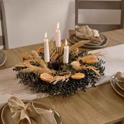 OHS Artificial Dried Orange Wreath in Orange and Green, Diameter: 40 cm – 2