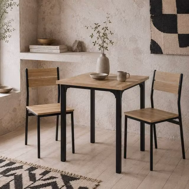 Wyld Haus Lalara 3 Piece Modern Dining Set in Brown and Black – 1