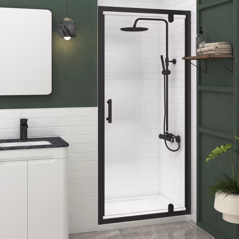 Royal Bathrooms Milan 700mm Matt Black Pivot Shower Door with 6mm Glass