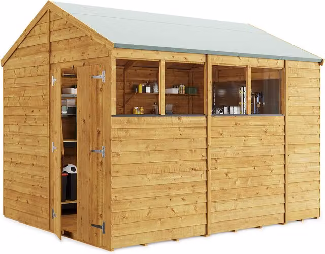 BillyOh Switch Overlap Apex Wooden Garden Shed with Windows in Brown