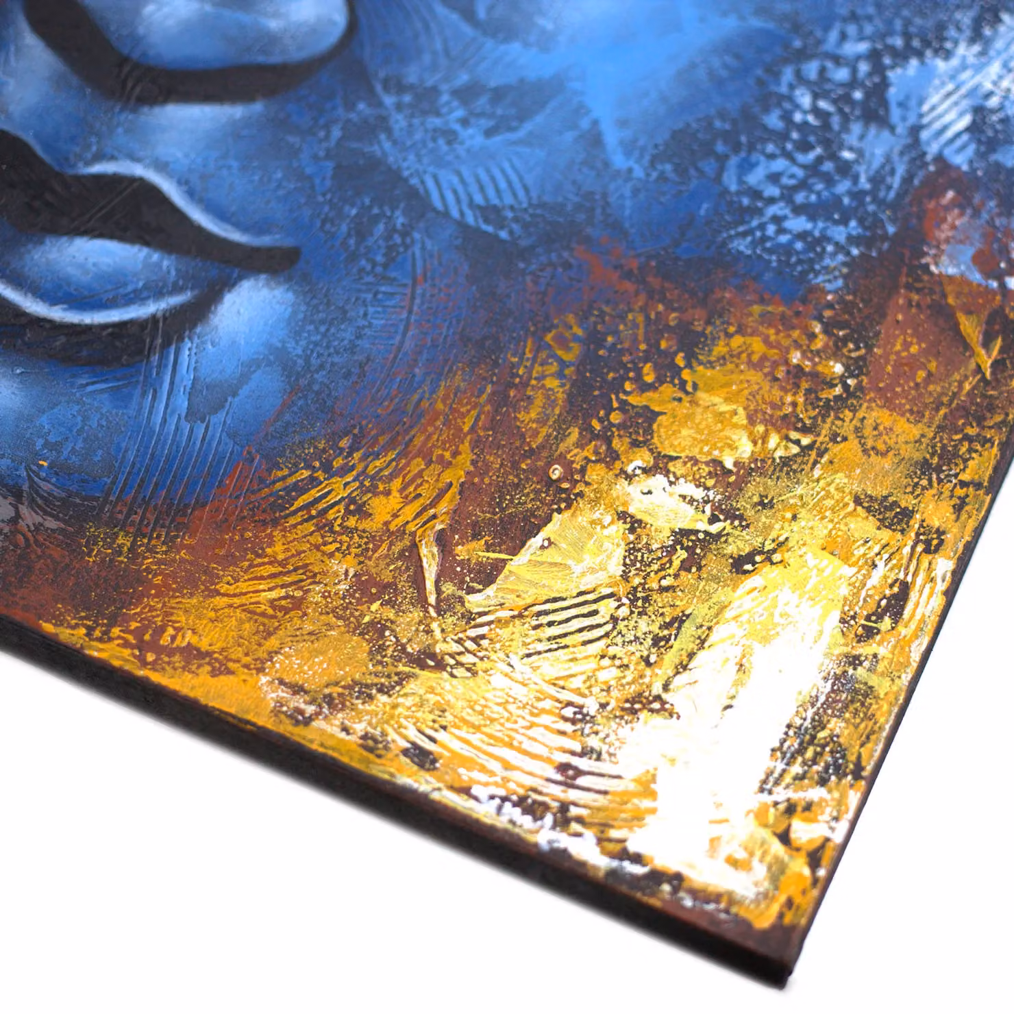 KDMD Blue Face Abstract Buddha Hanging Canvas Painting – 2