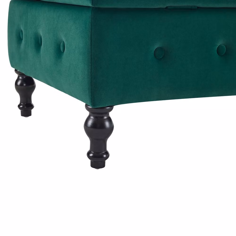 BTM Velvet Chaise Lounge with Storage and Pillow, Right Armrest, Green, W/D/H: 162.5 x 62 x 69 cm – 9