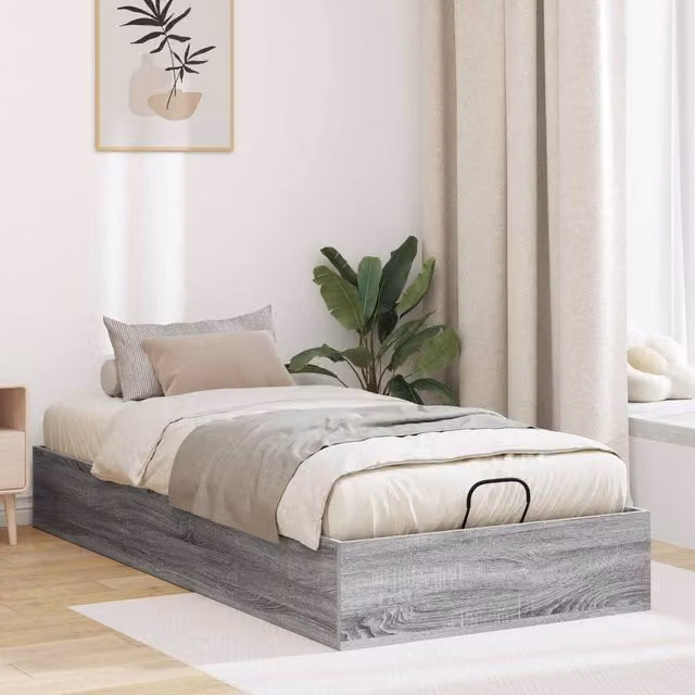 Berkfield Home Grey Ottoman Bed Frame with Lift Up Base, W: 80.5 cm, L: 200 cm
