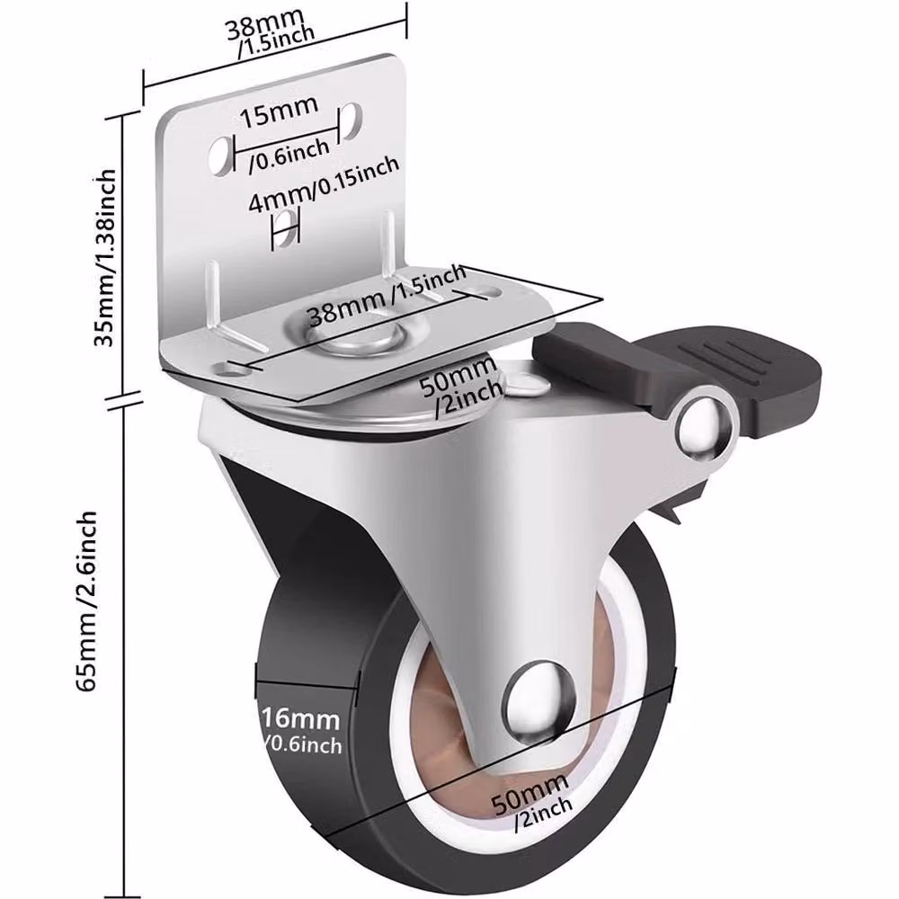 EONLION Set of 4 Heavy Duty 50mm Swivel Castor Wheels for Trolleys in Silver – 2