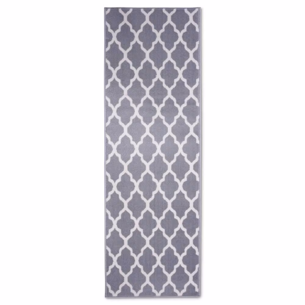 Bravich LTD Modern Trellis Grey Non-Slip Low Pile Hallway Runner Rug, W/D: 60 x 450 cm – 2