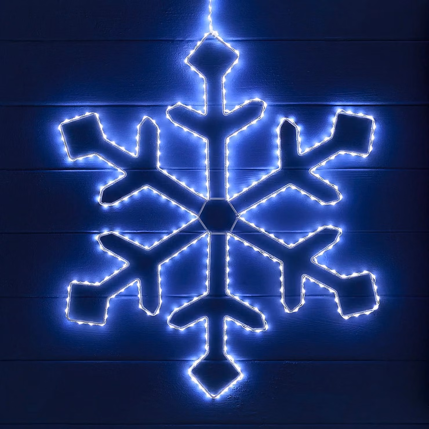 Lights4fun White LED Snowflake Silhouette Hanging Outdoor Christmas Decoration with Timer, 57cm – 1