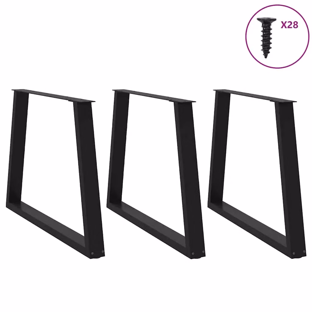 Berkfield Home V-Shape Dining Table Legs, 3 Piece Set, Black Steel, H: 72 cm – 2