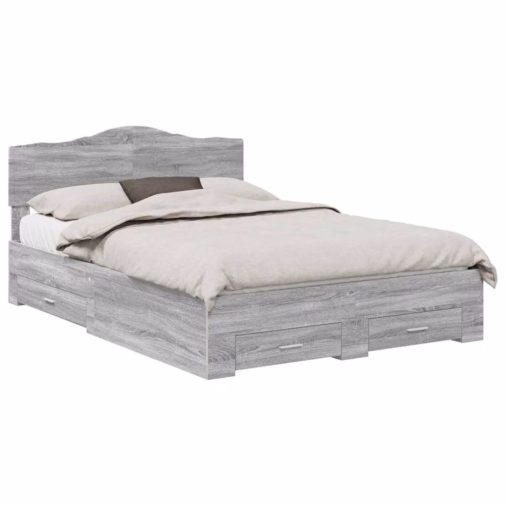 Berkfield Home Modern Bed Frame with Drawers in Grey Sonoma, Engineered Wood, W/D/H: 140 x 200 cm – 2