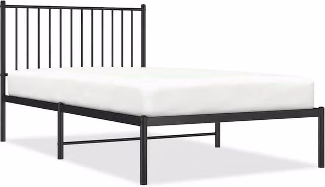 Berkfield Home Metal Bed Frame with Headboard in Black, W/D/H: 100 x 190 cm – 1
