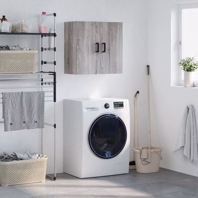 Berkfield Home Wall Mounted Cabinet in Grey Sonoma, W/D/H: 60 x 31 x 60 cm