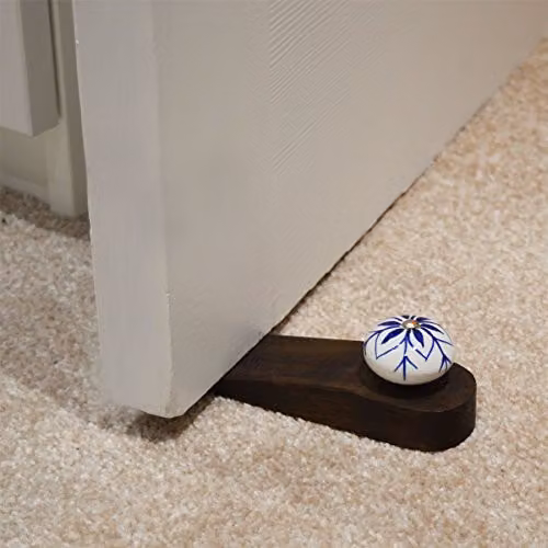 Nicola Spring Traditional Vintage Wooden Door Wedge Stop Block in Blue – 4