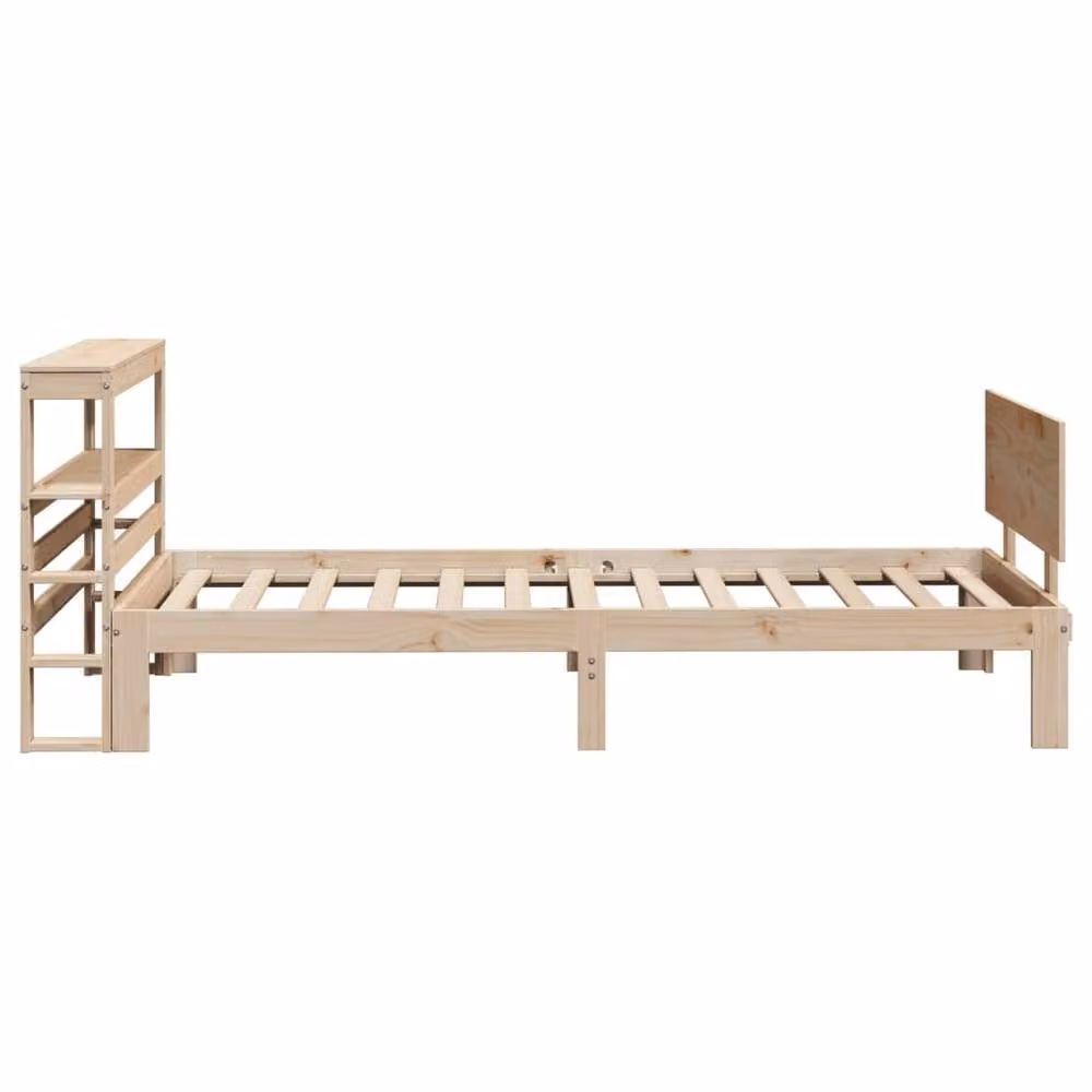 Berkfield Home Rustic Solid Pine Bed Frame with Headboard and Side Compartments, Brown, W/D/H: 90 x 200 cm – 2
