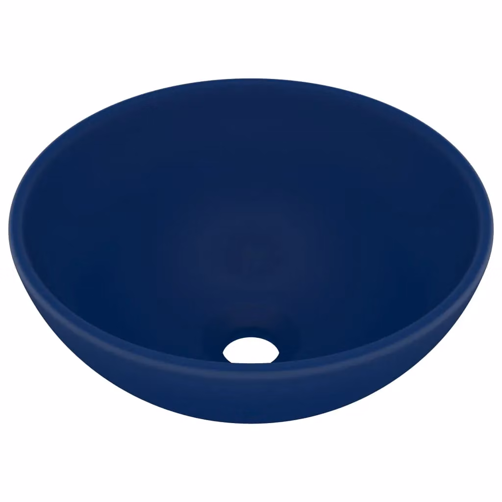Berkfield Home Luxury Round Ceramic Bathroom Basin in Matt Dark Blue, W: 32.5 cm, H: 14 cm – 2
