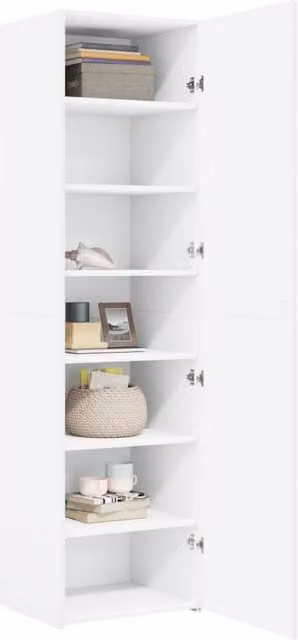 Berkfield Home White Matt MDF Highboard with Hinged Doors and Internal Shelves, W: 50 cm, D: 42.5 cm, H: 185 cm