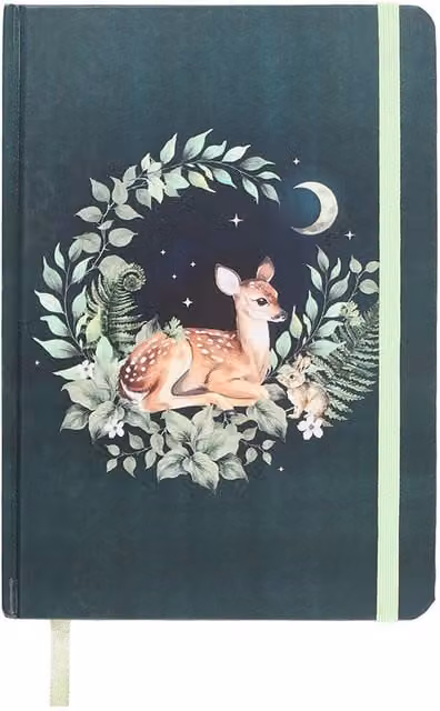 Kingsbury Gifts Woodland Fawn Lined A5 Hardcover Notebook in Green