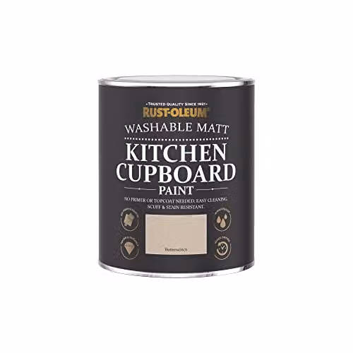Rust-Oleum Water Based Kitchen Cupboard Paint in Matt Finish, Butterscotch, 750ml – 3