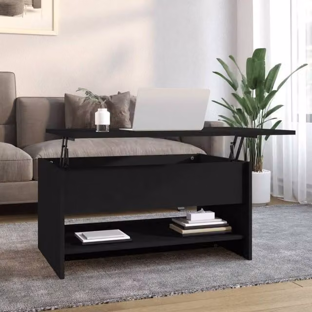 Berkfield Home Modern Black Coffee Table with Lift Mechanism, W/D/H: 80 x 50 x 40 cm