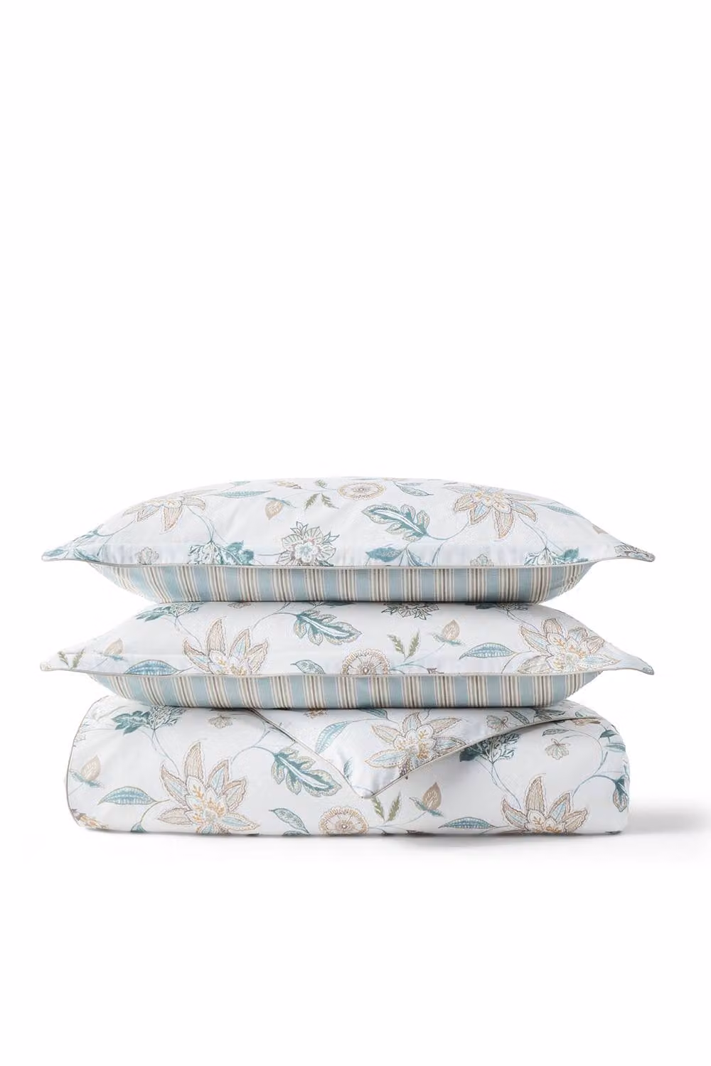 CHRISTY Kew Floral Stripe Reversible Cotton Sateen Duvet Cover Set in Aqua/Turquoise, King Size (W/H: 180 x 200 cm) – 2