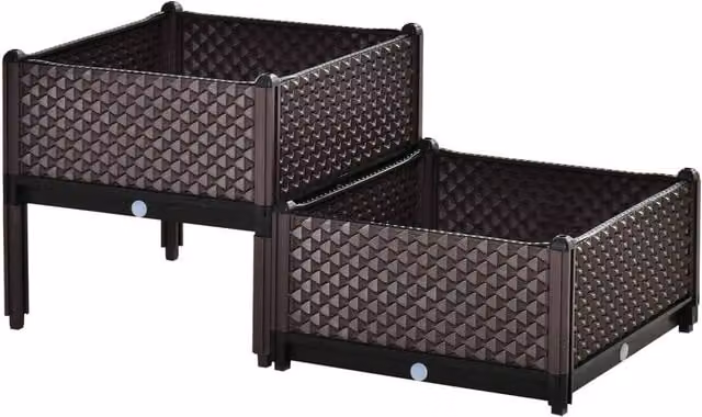 Matteo Set of 2 Self-Watering Raised Garden Planter Boxes in Brown – 1