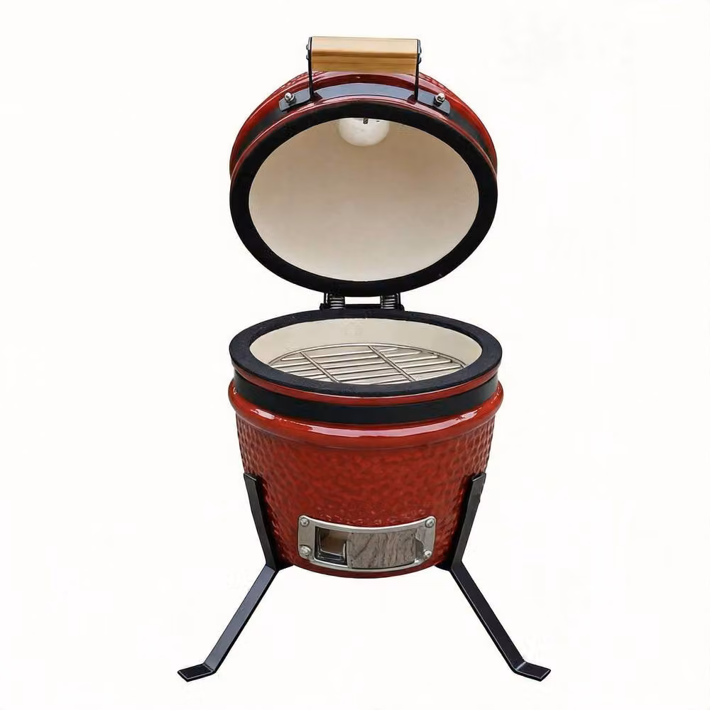 Alivio Ceramic Kamado Charcoal BBQ Grill and Smoker with Thermometer in Red – 6