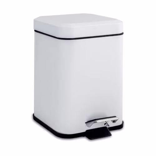 Harbour Housewares 3L Square Stainless Steel Pedal Bin with Removable Inner Bucket in White