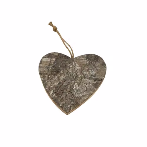 SHATCHI Rustic Heart Shaped Birch Bark Wooden Christmas Wreath in White and Brown, Diameter: 20 cm – 1