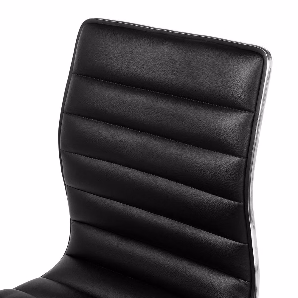 Wyld and Coco Elara Counter Height Bar Stool Set of 2 in Black Faux Leather with Silver Metal Legs – 4