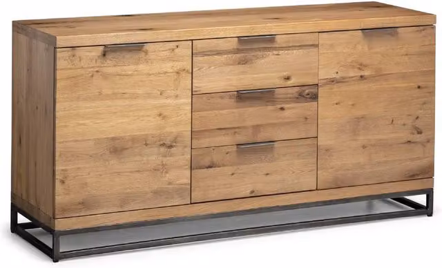 Cheshire Kelbrook Industrial Sideboard in Oak and Metal, Brown and Multicolour