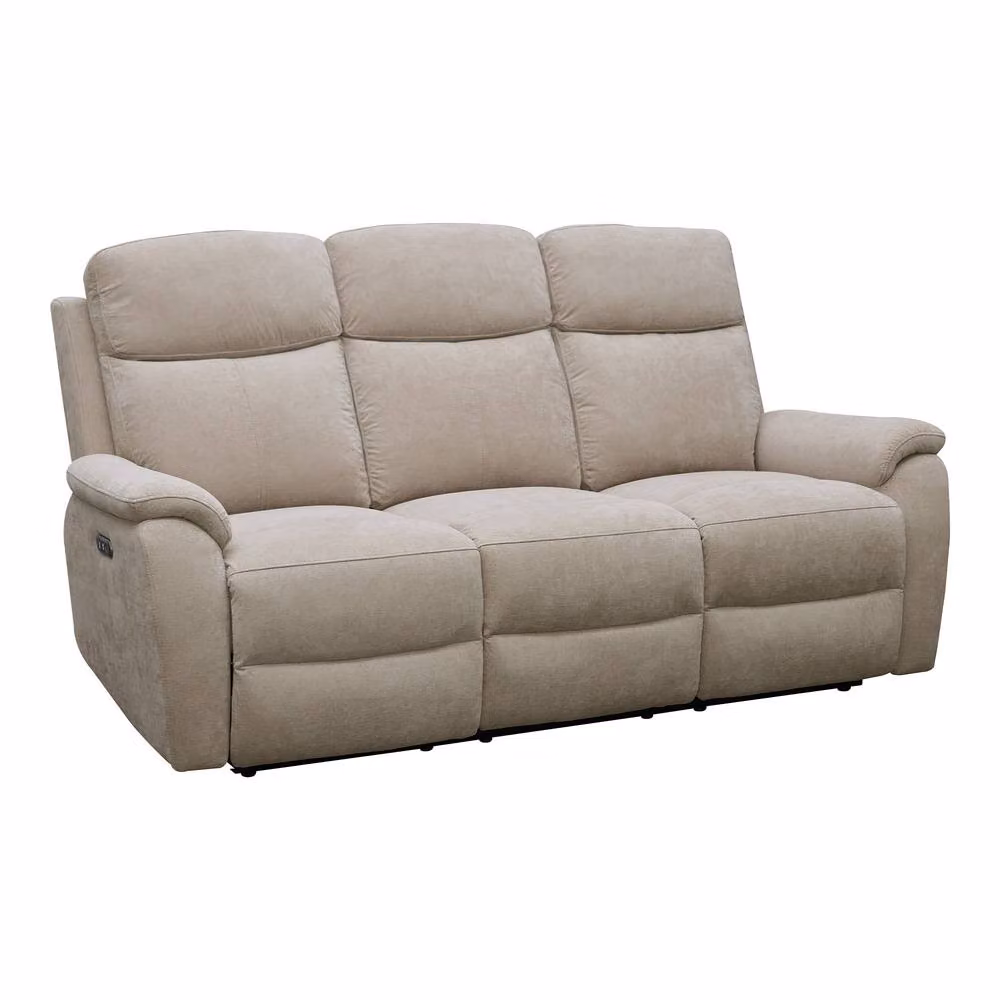 Aspire Richmond Power Recliner Sofa Set in Beige Chenille Fabric, featuring a 3-Seater Sofa and Two Armchairs with USB Charging and Scatter Cushions – 2