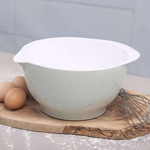 Zeal Melamine Large Non Slip Mixing Bowl with Pouring Spout, Green and White, 4 ltr – 2