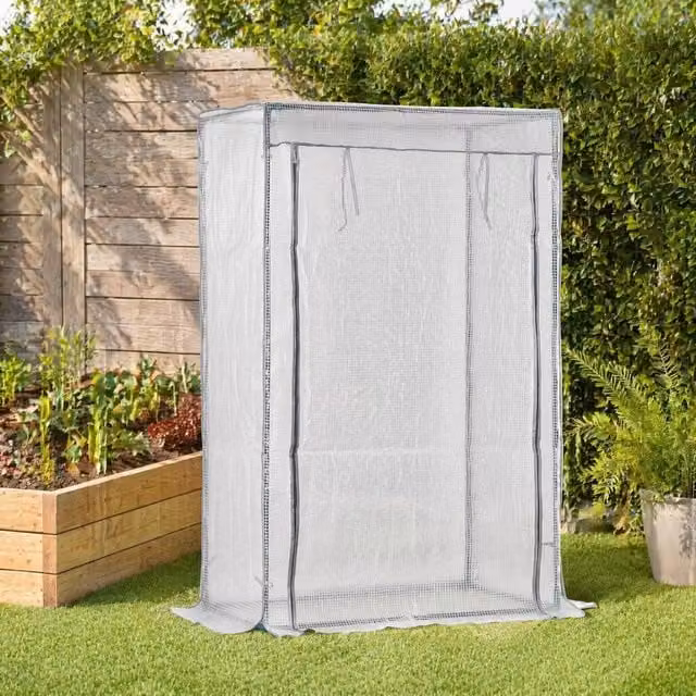 STILVORA Mini Greenhouse with Roll-Up Door in White, W/D/H: 150 x 100 x 50 cm – 1