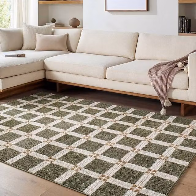 Livabliss La Luna Modern Geometric Living and Dining Rug in Brown, Grey and Green, W: 160 cm, D: 215 cm – 1