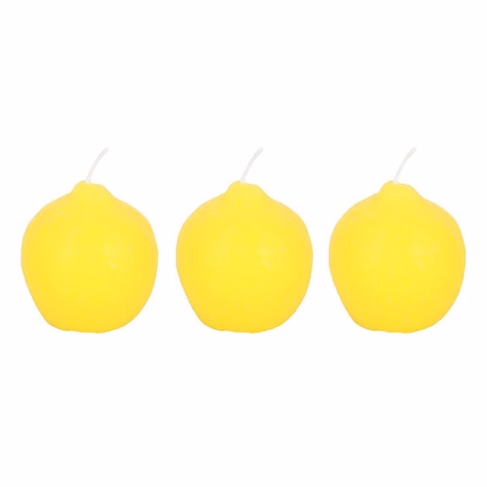 Uniqueful Set of 3 Yellow Lemon Shaped Tabletop Candles – 2